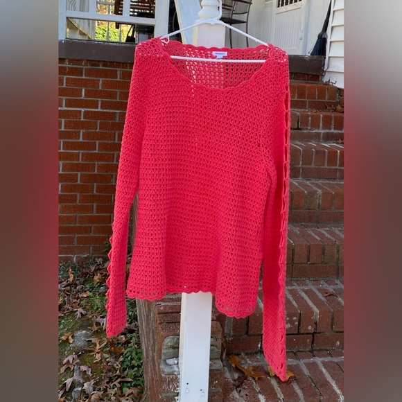 Westport Croqueted Sweater Long Sleeve W/ Open Scalloping On Sleeves Size Large - Picture 3 of 16